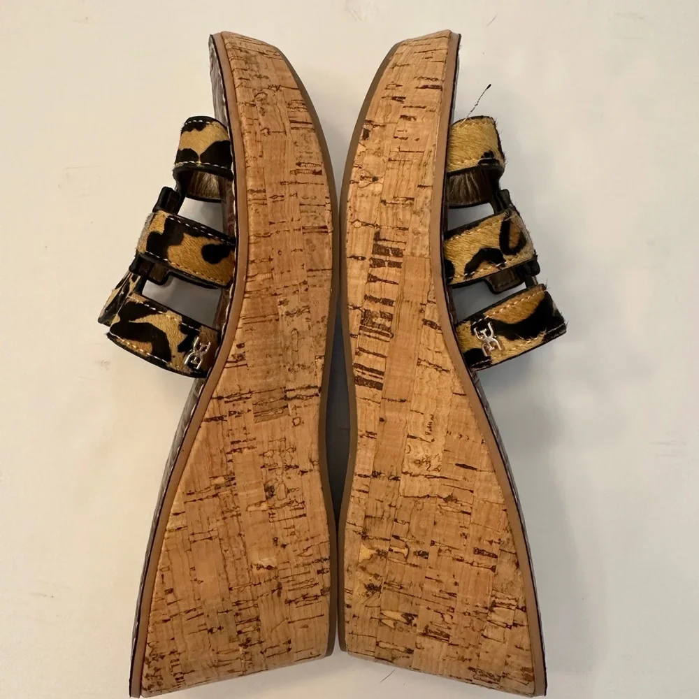 Sam Edelman Leopard Print Slide Sandals - Picture 2 of 5